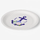 Nautical Floral Stripes Wedding Pappteller (Schrägansicht)