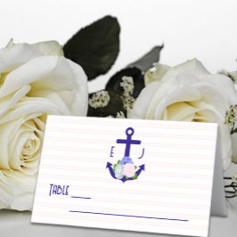 Nautical Floral Stripes Wedding Platzkarte