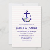 Nautical Floral Stripes Wedding Reception Einladung (Vorderseite)
