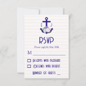 Nautical Floral Stripes Wedding RSVP Karte (Vorderseite)
