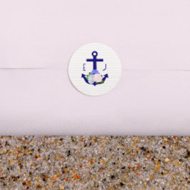 Nautical Floral Stripes Wedding Runder Aufkleber
