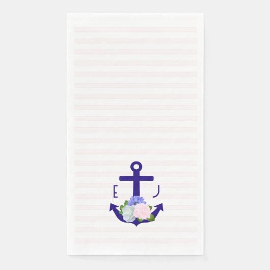 Nautical Floral Stripes Wedding Serviette (Vorderseite)