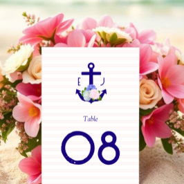 Nautical Floral Stripes Wedding Tischnummer