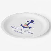 Nautical Floral Summer Wedding Pappteller (Schrägansicht)