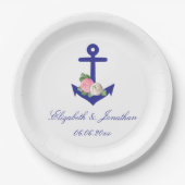 Nautical Floral Summer Wedding Pappteller (Vorderseite)