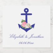 Nautical Floral Summer Wedding Schaumweinetikett (Einzelnes Label)
