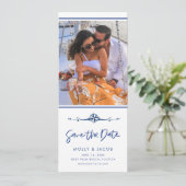 Nautical Foto Beach Wedding Save The Date (Stehend Vorderseite)