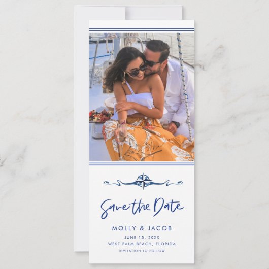 Nautical Foto Beach Wedding Save The Date (Vorderseite)