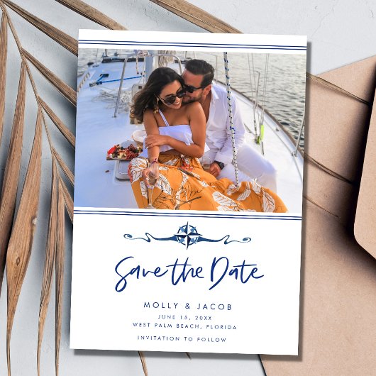 Nautical Foto Beach Wedding Save The Date
