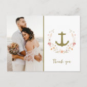 Nautical Foto Beach Wedding Vielen Dank Postkarte (Vorderseite)