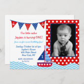 Nautical Foto Geburtstagsparty Einladung (Vorne/Hinten)