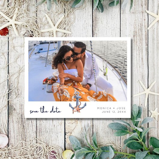 Nautical Foto Wedding Save the Date Ankündigungspostkarte
