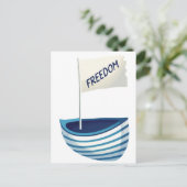 Nautical Freedom Boat Postkarte (Stehend Vorderseite)