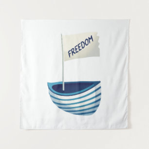 Nautical Freedom Boat Wandteppich