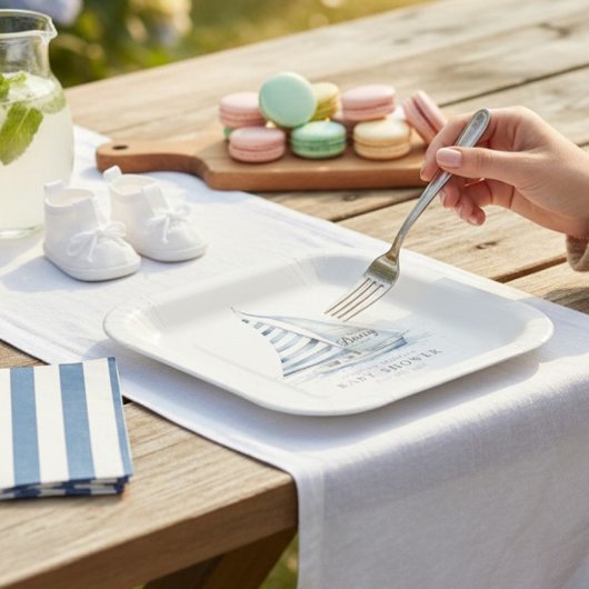 Nautical fun  "Nauti-Bouy" Sailboat baby shower Pappteller