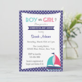 Nautical Gender Reveal Baby Shower Einladung (Stehend Vorderseite)