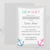 Nautical Gender Reveal Party Einladung Punkt (Vorne/Hinten)