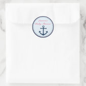 Nautical Girl Baby Dusche Pflegeaufkleber Runder Aufkleber (Tasche)