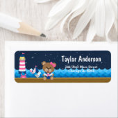 Nautical Girl Bear Pink und Navy (Insitu)