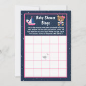 Nautical Girl Bear Pink und Navy Baby Bingo Einladung (Vorderseite)