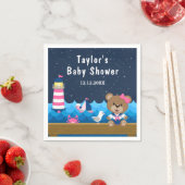 Nautical Girl Bear Pink und Navy Baby Dusche Serviette (Beispiel)