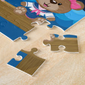 Nautical Girl Bear Pink und Navy Puzzle (Seite)