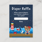Nautical Girl Bear Red and Navy Diaper Raffel Begleitkarte (Vorderseite)