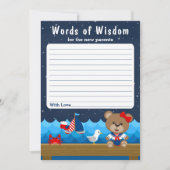Nautical Girl Bear Red and Navy Words of Wisdom Einladung (Vorderseite)