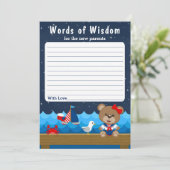 Nautical Girl Bear Red and Navy Words of Wisdom Einladung (Stehend Vorderseite)