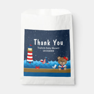 Nautical Girl Bear Red Baby Dusche Vielen Dank Geschenktütchen