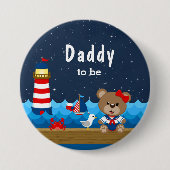 Nautical Girl Bear Red und Navy Daddy zu sein Button (Vorderseite)