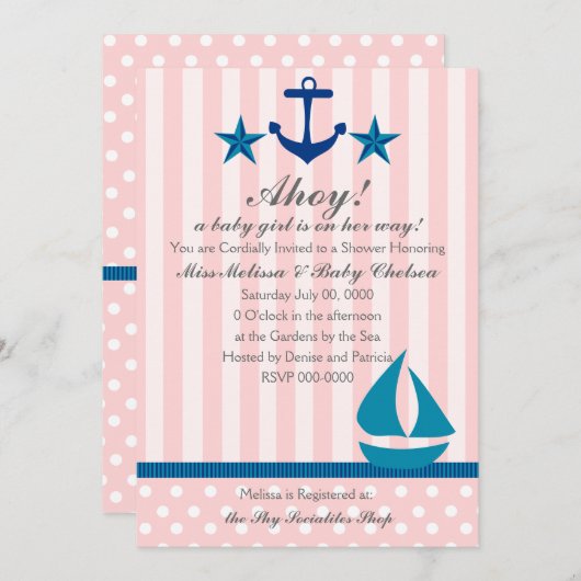 Nautical Girl Einladung (Vorne/Hinten)