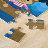 Nautical Girl Monkey Pink und Marine Puzzle (Seite)