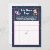 Nautical Girl Monkey Pink und Navy Baby Bingo Einladung (Vorderseite)