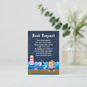 Nautical Girl Monkey Pink und Navy Book Request Begleitkarte (Stehend Vorderseite)
