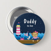 Nautical Girl Monkey Pink und Navy Daddy zu sein Button (Vorne & Hinten)