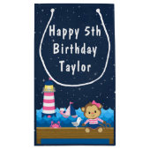 Nautical Girl Monkey Pink und Navy Happy Birthday Kleine Geschenktüte (Rückseite)