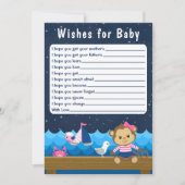 Nautical Girl Monkey Pink und Navy Wünsche für Bab Einladung (Vorderseite)