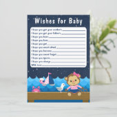 Nautical Girl Monkey Pink und Navy Wünsche für Bab Einladung (Stehend Vorderseite)
