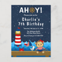 Nautical Girl Monkey Red and Navy Birthday Party