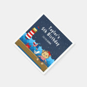 Nautical Girl Monkey Red and Navy Birthday Party Serviette (Ecke)