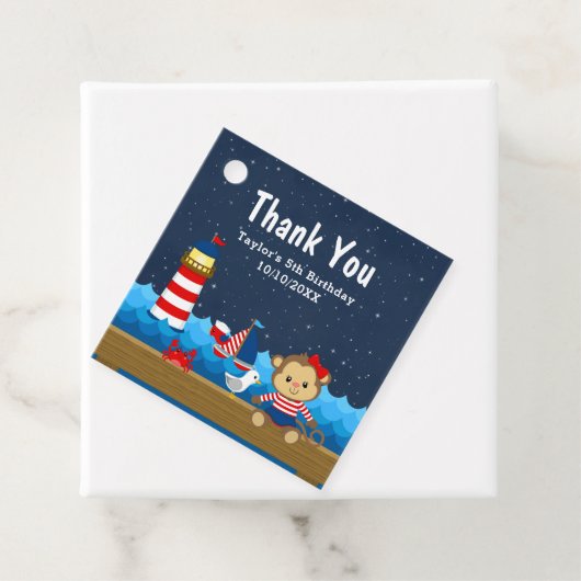 Nautical Girl Monkey Red Birthday Party Danke Geschenkanhänger (Beispiel)