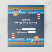 Nautical Girl Monkey Red Navy Kinderdusche Sitzpla Platzkarte (Außenseite Aufgefaltet)