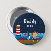 Nautical Girl Monkey Red und Navy Daddy zu sein Button (Vorne & Hinten)