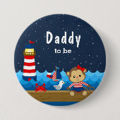 Nautical Girl Monkey Red und Navy Daddy zu sein Button (Vorderseite)