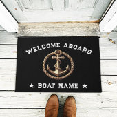 Nautical Gold Anchor Black Willkommensboot Fußmatte