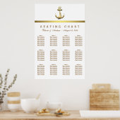 Nautical Gold Anchor Hochzeitsdiagramm Poster (Küche)