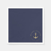 Nautical Gold Anchor Logo Napkins Serviette (Vorderseite)