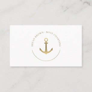 Nautical Gold Anchor Logo Visitenkarte