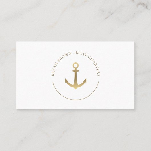 Nautical Gold Anchor Logo Visitenkarte (Vorderseite)